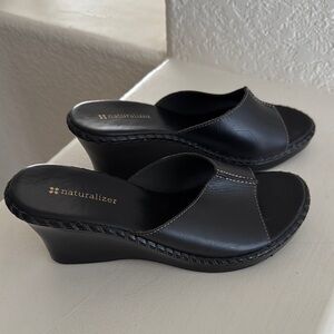 Naturalizer Black Wedge Sandals